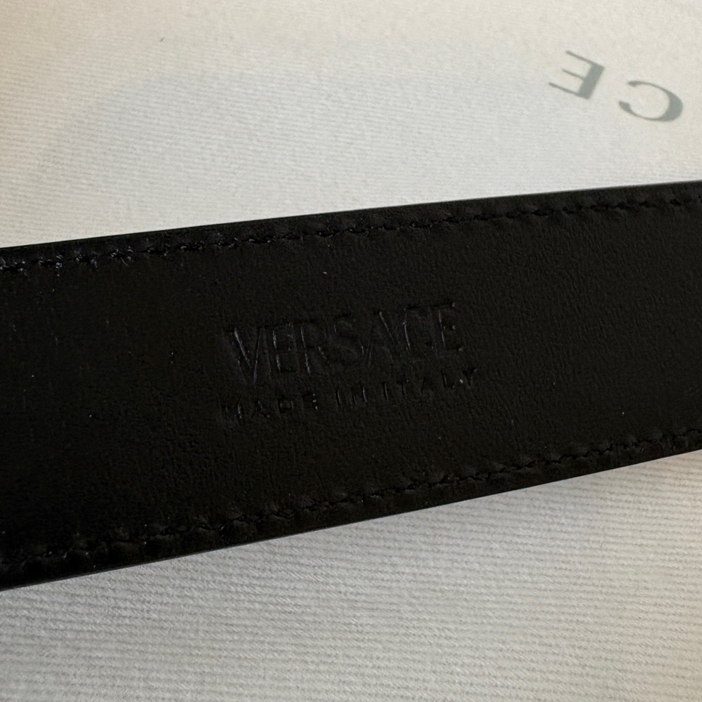 Versace Black Leather Belt Bag Silver Medusa 80 cm - Picture 3 of 4